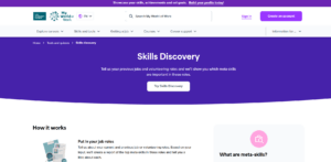 Screenshot of front page of the Skills Discovery Tool website