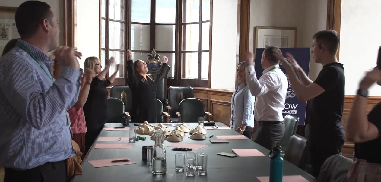 A group of participants take part in activity, led by Anna Devitt as part of her Comedy and Confidence qualifications, which are on the SCQF