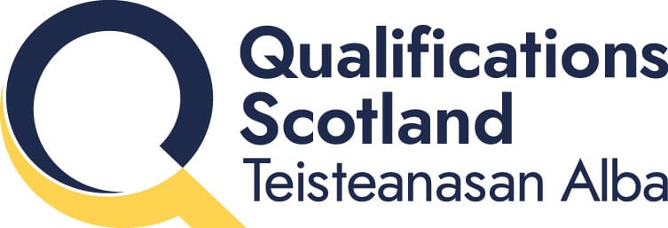Qualifications Scotland yellow and navy logo