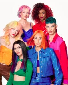 Group of hair models with different hair styles and colours