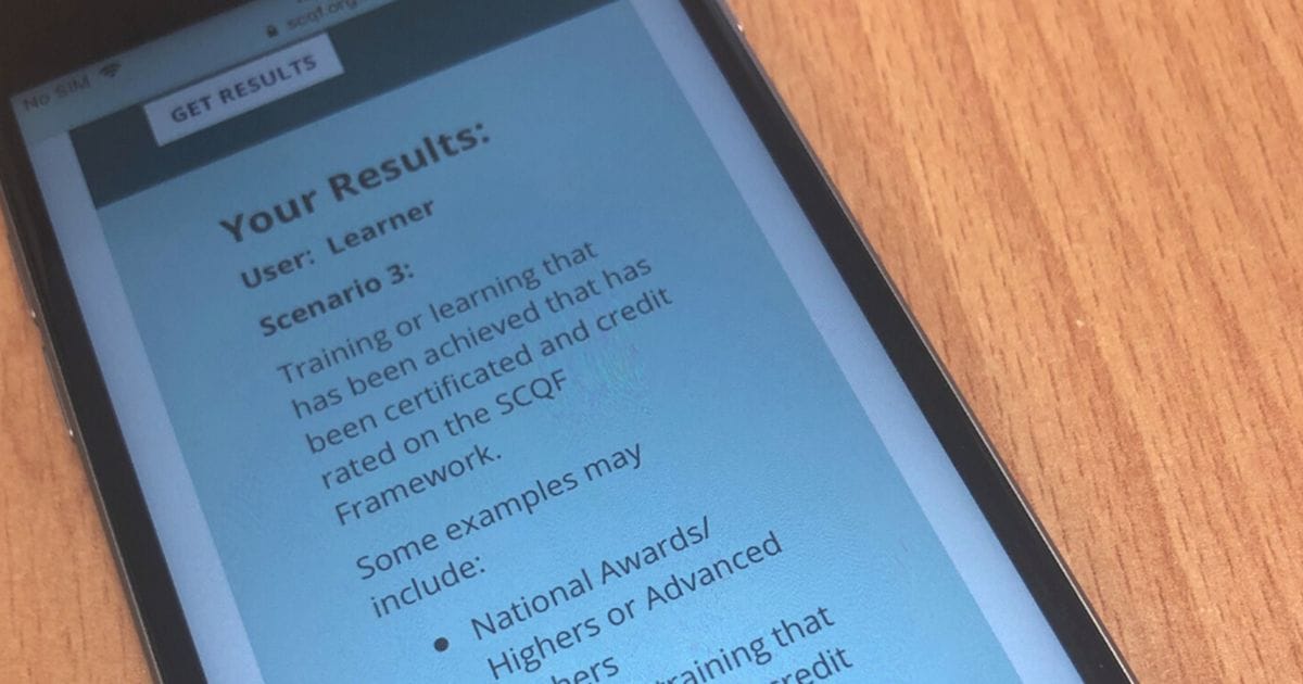 RPL Tool webpage showing on a mobile phone